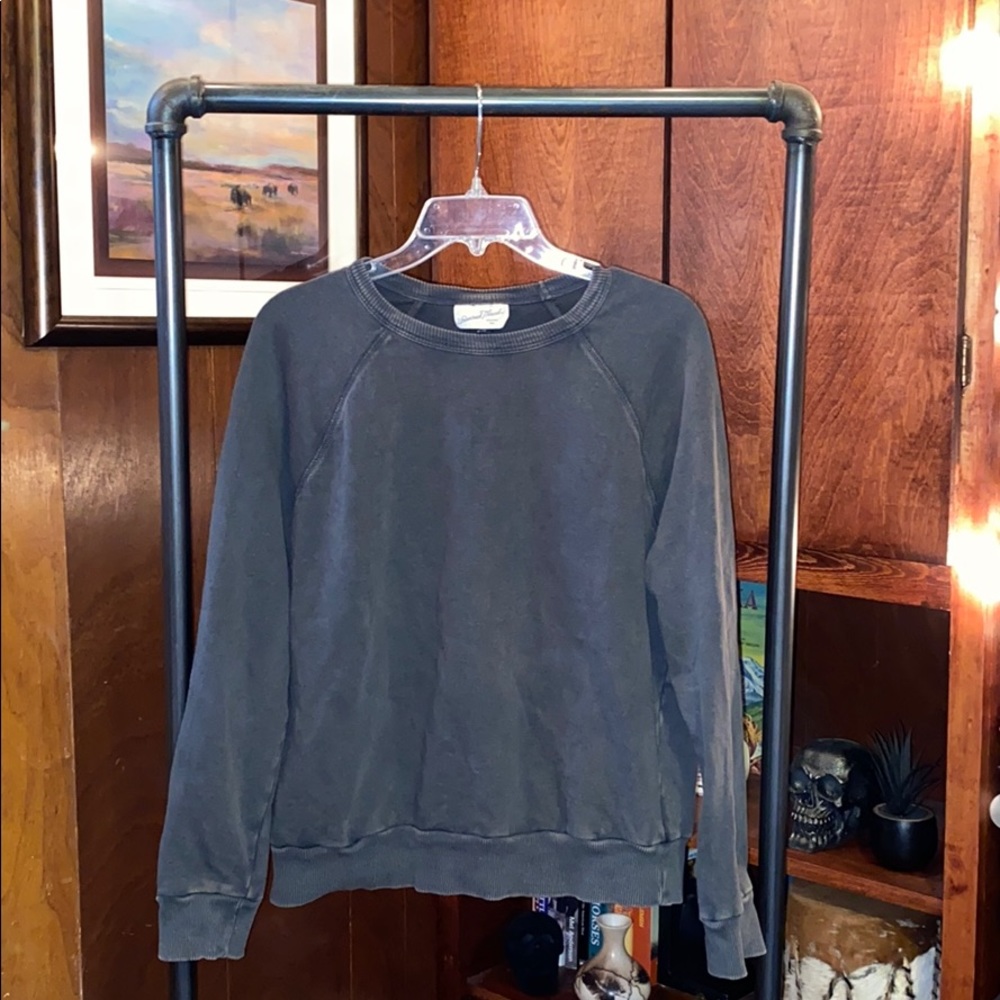 Black distressed crew neck